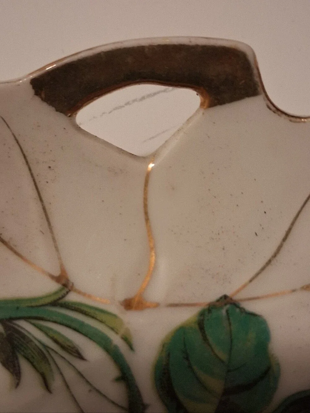 Vintage Leaf-Shaped Trinket Dish Porcelain,  Pink Rose Motif